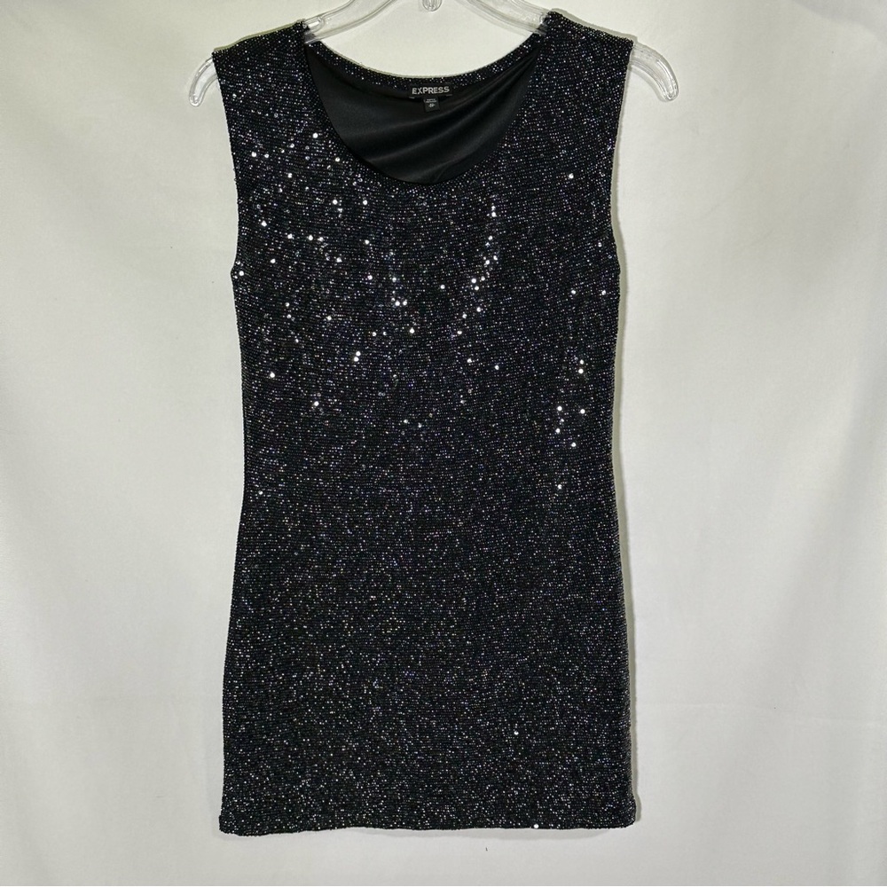 Express Black Sequin Tube Dress Mini Sleeveless‎ sz XS